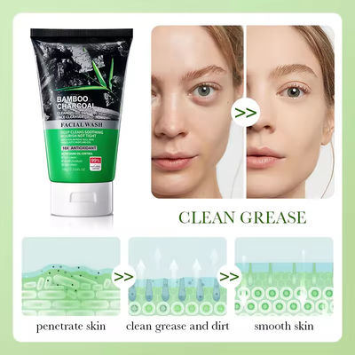 OEM ODM Deep Cleansing And Whitening Bamboo Charcoal Scrub Facial Cleanser