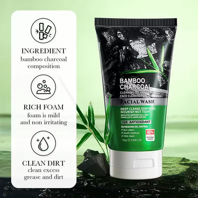 OEM ODM Deep Cleansing And Whitening Bamboo Charcoal Scrub Facial Cleanser