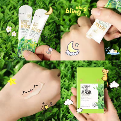 Anti Acne Skincare Mask Moisturizing Hydrating Skincare Crystal Night Facial Mask Green Tea