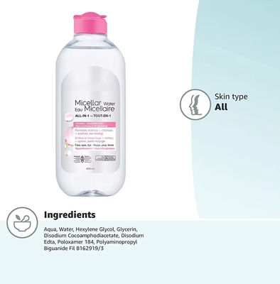 Maquiagem Natural à Base de Água Remover Água Micellar Tudo em Um para a Pele Oleosa