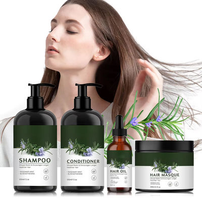Vegan Hair Care Rosemary Mint Strengthening Oil Control Hair Growth Shampoo Conditioner Hair Oil Masque Mask Set