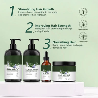 Vegan Hair Care Rosemary Mint Strengthening Oil Control Hair Growth Shampoo Conditioner Hair Oil Masque Mask Set