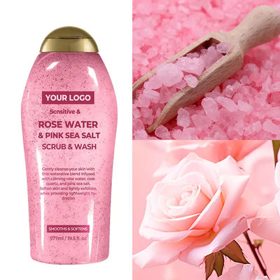 Soothing Body Scrub With Healing Rose Quartz Gentle Exfoliating Pink Sea Salt Rosewater Body Wash To Soften Smooth Skin