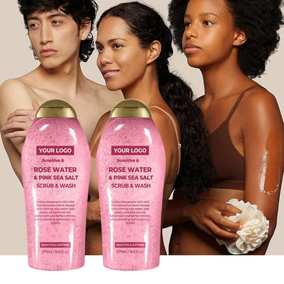 Soothing Body Scrub With Healing Rose Quartz Gentle Exfoliating Pink Sea Salt Rosewater Body Wash To Soften Smooth Skin