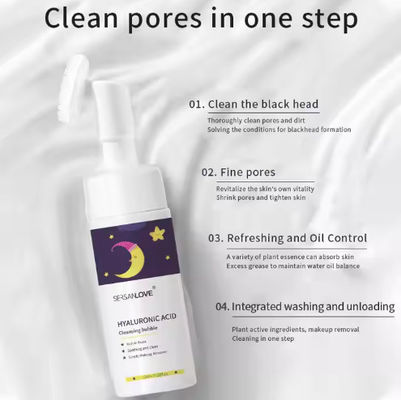 Private Label Vegan Amino Acid Cleansing Mousse Remove Makeup Moisturizing Face Wash Rose Foaming Facial Cleanser