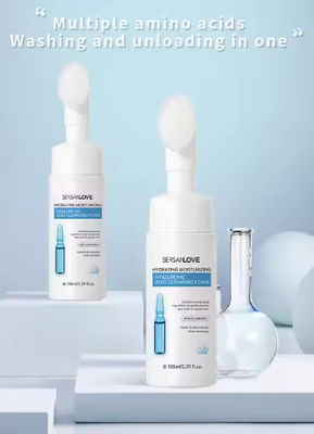 Private Label Vegan Amino Acid Cleansing Mousse Remove Makeup Moisturizing Face Wash Rose Foaming Facial Cleanser