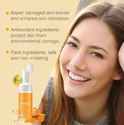 OEM Private Label Kojic Acid Clean and Clear Skin Brightening Foaming Face Wash Turmeric Foam Cleanser for Dark Spots Acne