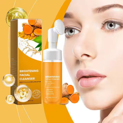 OEM Private Label Kojic Acid Clean and Clear Skin Brightening Foaming Face Wash Turmeric Foam Cleanser for Dark Spots Acne