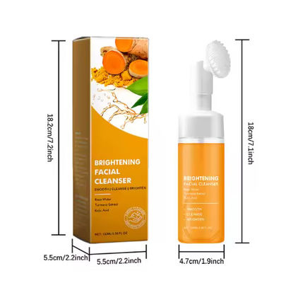 OEM Private Label Kojic Acid Clean and Clear Skin Brightening Foaming Face Wash Turmeric Foam Cleanser for Dark Spots Acne