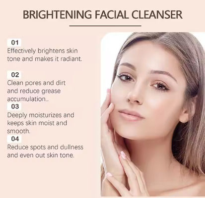 Private Label Brightening Whitening Deep Cleaning Organic Turmeric Kojic Acid Facial Cleanser Foam Face Wash With Brush