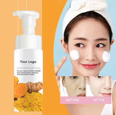 Turmeric Kojic Acid Mousse Clean Clear Skin Niacinamide Brightening Foaming Face Wash Cleanser for Dark Spots Skin
