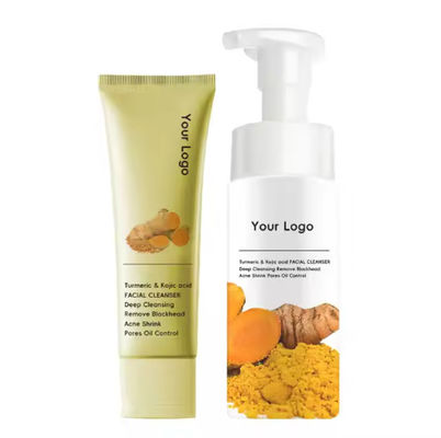 Turmeric Kojic Acid Mousse Clean Clear Skin Niacinamide Brightening Foaming Face Wash Cleanser for Dark Spots Skin