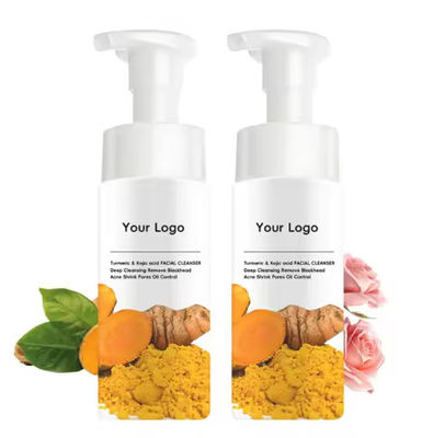 Turmeric Kojic Acid Mousse Clean Clear Skin Niacinamide Brightening Foaming Face Wash Cleanser for Dark Spots Skin