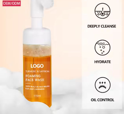Private Label Custom Organic Face Wash Soothing Brightening Skin Natural Vegan Turmeric Bubble Foaming Facial Cleanser