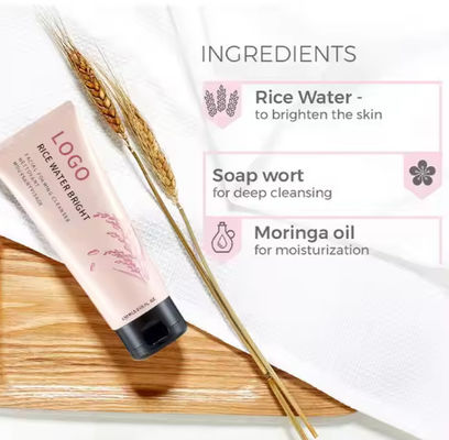 OEM Private Label Facial Wash Rice Water Bright Facial Foaming Cleanser