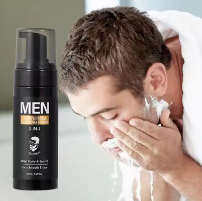 Wholesale 2 in 1 Natural Amino Acid Facial Cleanser Foam Soften Moustache Men Self Care Shaving Mousse