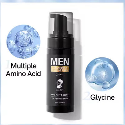 Wholesale 2 in 1 Natural Amino Acid Facial Cleanser Foam Soften Moustache Men Self Care Shaving Mousse