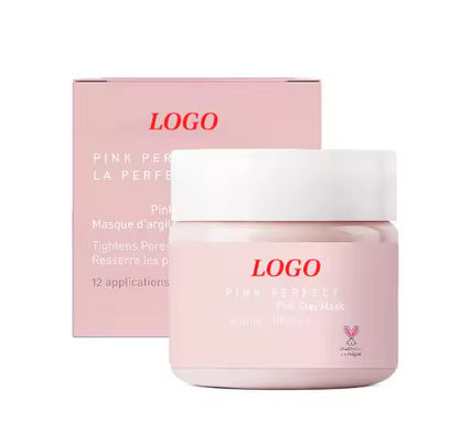 Private Label Pink Clay Mask Exfoliating Facial Mask to Brighten Skin Minimize Pores