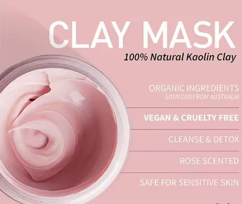Private Label Pink Clay Mask Exfoliating Facial Mask to Brighten Skin Minimize Pores