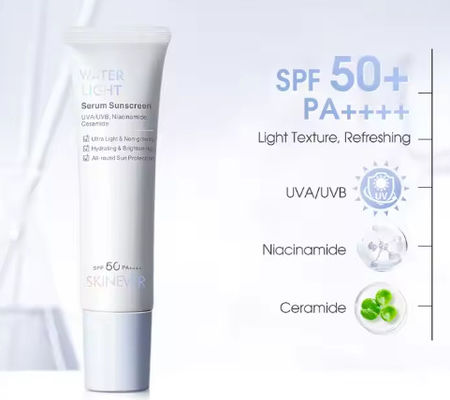 Mineral Water Light Serum Sunscreen Ultra-Light Non-Greasy Face Lotion Hydrating Brightening Sunblock Whitening Cream