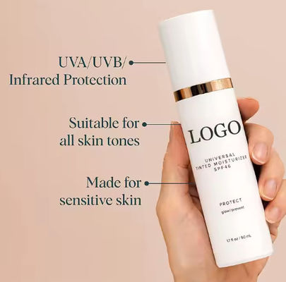 Private Label 50ML Face and Body Makeup Sunscreen Universal Tinted Moisturizer SPF 46 Sunscreen Lotion