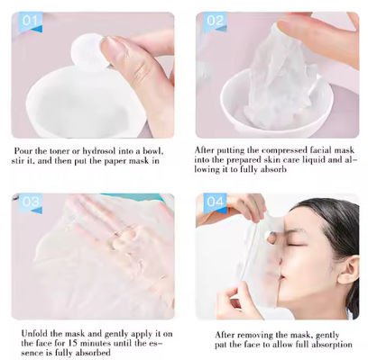 Manybeauty 100pcs Disposable Cotton Facial Mask Compress Paper Diy Beauty Salon Spa Skincare Tools Makeup Compress Mask Sheet