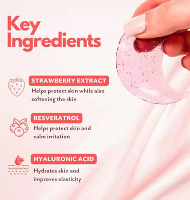 Private Label Eye Patches Brightening Reduces Dark Circles Calming Hyaluronic Acid Strawberry Rose Under Eye Mask