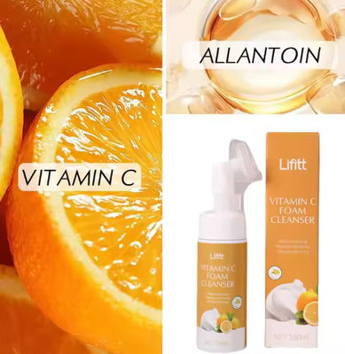 Private Label Vitamin C Liquid Facial Cleanser Hyaluronic Acid Aloe Vera Face Wash Mousse Remover Acid Cleansing Foam Mousse