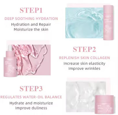 Private Label Niacinamide Brightening Anti Aging Wrinkles Retinol Cream Serum Rose Toner Facial Skin Care Set
