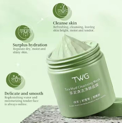 Green Tea Clay Face Mask Skin Care Pore Shrinking Blackhead Remover Face Mask Deep Cleansing Face Mud