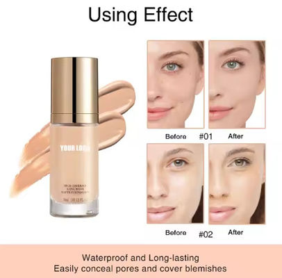 OEM ODM SPF 35 Long Lasting Concealer Foundation Waterproof Moisturizing Mineral Matte Full Coverage Liquid Foundation