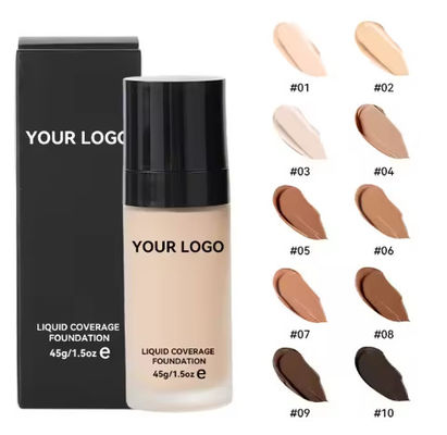 Private Label 10 Colors Creamy Full Coverage Waterproof Vegan Long Lasting Moisturizing Liquid Foundation for Dark Skin