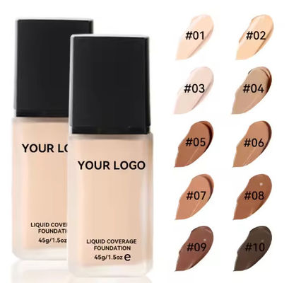 Private Label 10 Colors Creamy Full Coverage Waterproof Vegan Long Lasting Moisturizing Liquid Foundation for Dark Skin