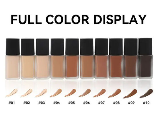 Private Label 10 Colors Creamy Full Coverage Waterproof Vegan Long Lasting Moisturizing Liquid Foundation for Dark Skin