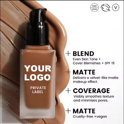 Custom Logo Low Moq Mineral Collagen Serum Full Coverage Dewy Foundation Face Liquid Makeup Vegan Foundation for Black Women