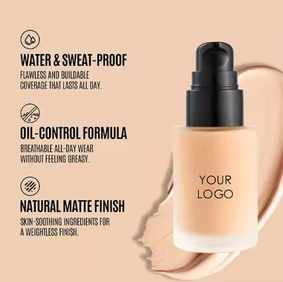 OEM Long Lasting Vegan Liquid Foundation Waterproof Face Matte SPF30 Makeup Concealer Foundation