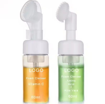 OEM / ODM Facial Cleanser Foam Exfoliating Cleansing Mousse Pore Moisture Skin Care Washing Mousse Cleanser with Brush