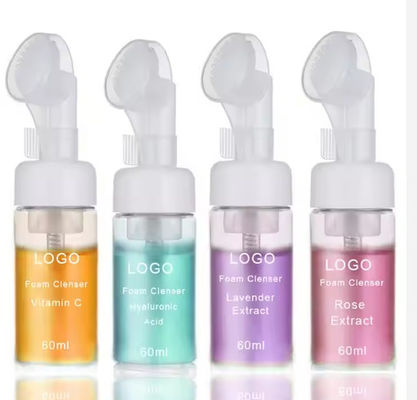 OEM / ODM Facial Cleanser Foam Exfoliating Cleansing Mousse Pore Moisture Skin Care Washing Mousse Cleanser with Brush