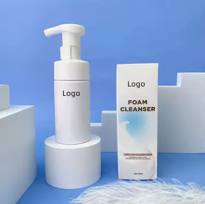 OEM / ODM Foaming Face Wash Private Label Turmeric Vitamin C Aloe Vera Amino Acid Facial Cleanser with Brush Whitening Face Cleanser