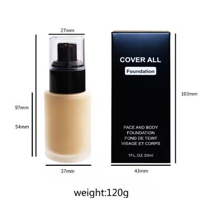 OEM / ODM Private Label Makeup Foundation Full Coverage Liquid Foundation Wholesales No Logo 12 Colors Female Waterproof Body Foundation