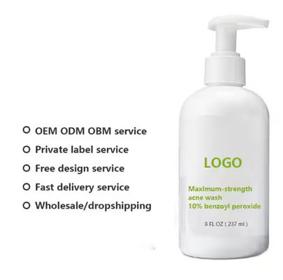 OEM / ODM 10% Benzoyl Peroxide Facial Cleanser Deep Clean Acne Remove Dead Skin Pore Scrub Wash Facial Clean Oil Control Face Care