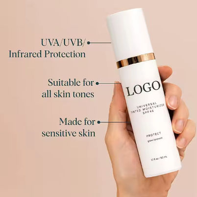 OEM / ODM Wholesale Label Best Selling 50ML Face and Body Makeup Sunscreen Universal Tinted Moisturizer SPF 46 Sunscreen Lotion