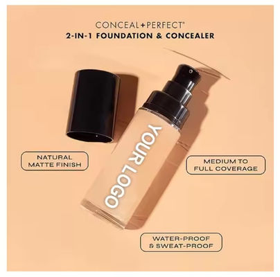 OEM / ODM Wholesale 25ml Full Coverage Concealer Foundation Light Fair Skin Tones Waterproof Sunscreen Liquid Foundation Female Pressed