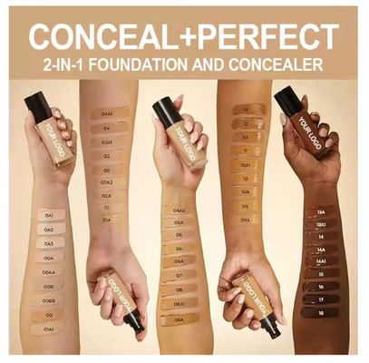 OEM / ODM Wholesale 25ml Full Coverage Concealer Foundation Light Fair Skin Tones Waterproof Sunscreen Liquid Foundation Female Pressed