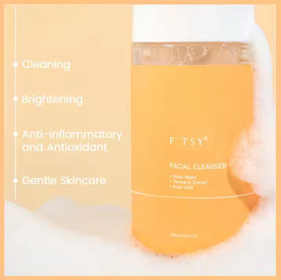 Custom Turmeric Facial Cleanser Foam Gentle Kojic Acid Refreshing Oil Control Cleansing Mousse Turmeric Face Wash