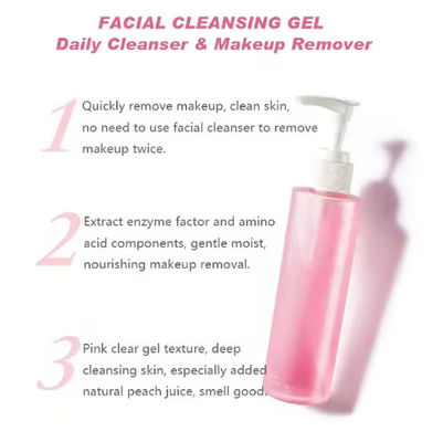 OEM / ODM Private Label Natural Gently Skin Care Facial Cleansing Gel Daily Cleanser & Makeup Remover-Peach Smell