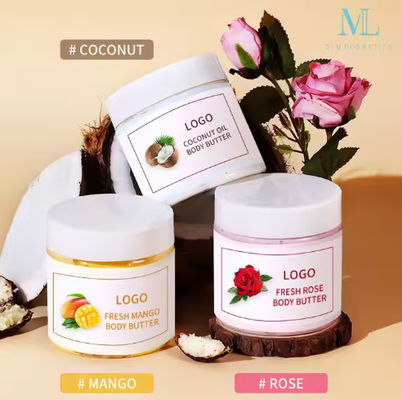 OEM / ODM Wholesales Private Label Natural Rose Coconut Oil Body Whitening Butter Luxury Body Cream Lotion Shea Mango Butter