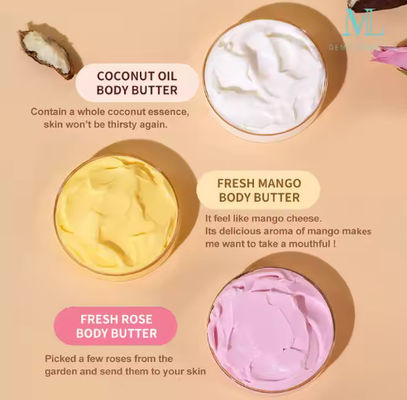 OEM / ODM Wholesales Private Label Natural Rose Coconut Oil Body Whitening Butter Luxury Body Cream Lotion Shea Mango Butter