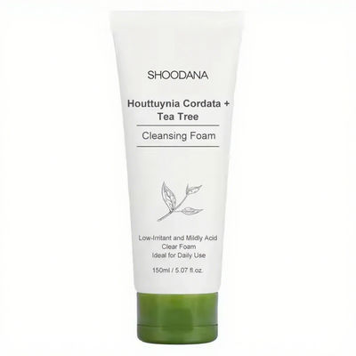 ODM / OEM Custom Logo Houttuynia Cordata Cleansing Foam with Tea Tree Acne Control and Blackheads Removal Mildly Acid Facial Cleanser