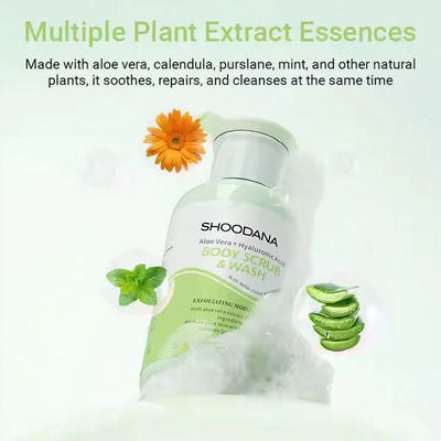 Private Label 2-in-1 Exfoliating Body Scrub & Wash Aloe Vera HA Blue Wind Chime Fragrance for Deep Hydration Smooth Bright Skin
